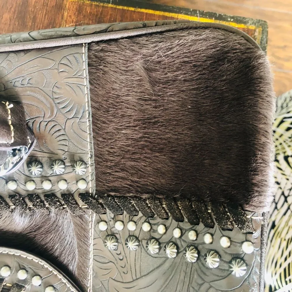 Montana West Trinity Ranch Hair on Cowhide Tooled Leather Concealed Carry Bag